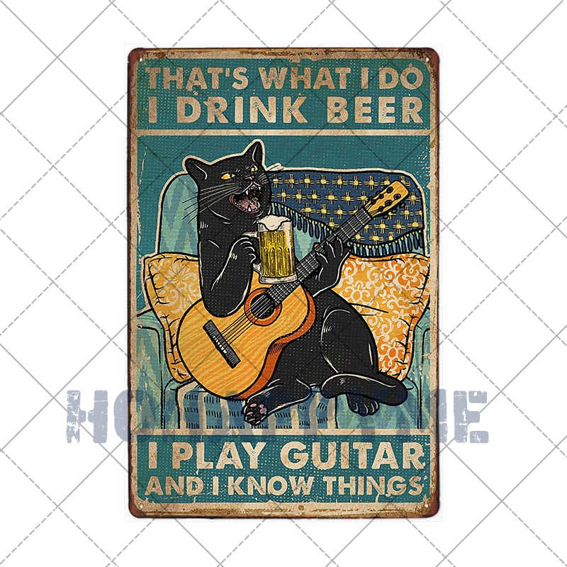 Lustiges Katzen-Vintage-Metallschild, Teller, Dekoration, Hausmalerei, Wohnzimmer, Tierhandlung, Poster, Wand, Retro-Dekor, Kunstplakate, 20 × 30 cm