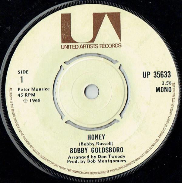 

7inch Record BOBBY GOLDSBORO - Honey UP35633 United Artists 1974 UK Pop Used
