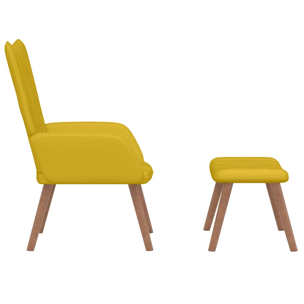 Vidaxl Armchair with Footstool, Mustard, Upholstered In Velvet