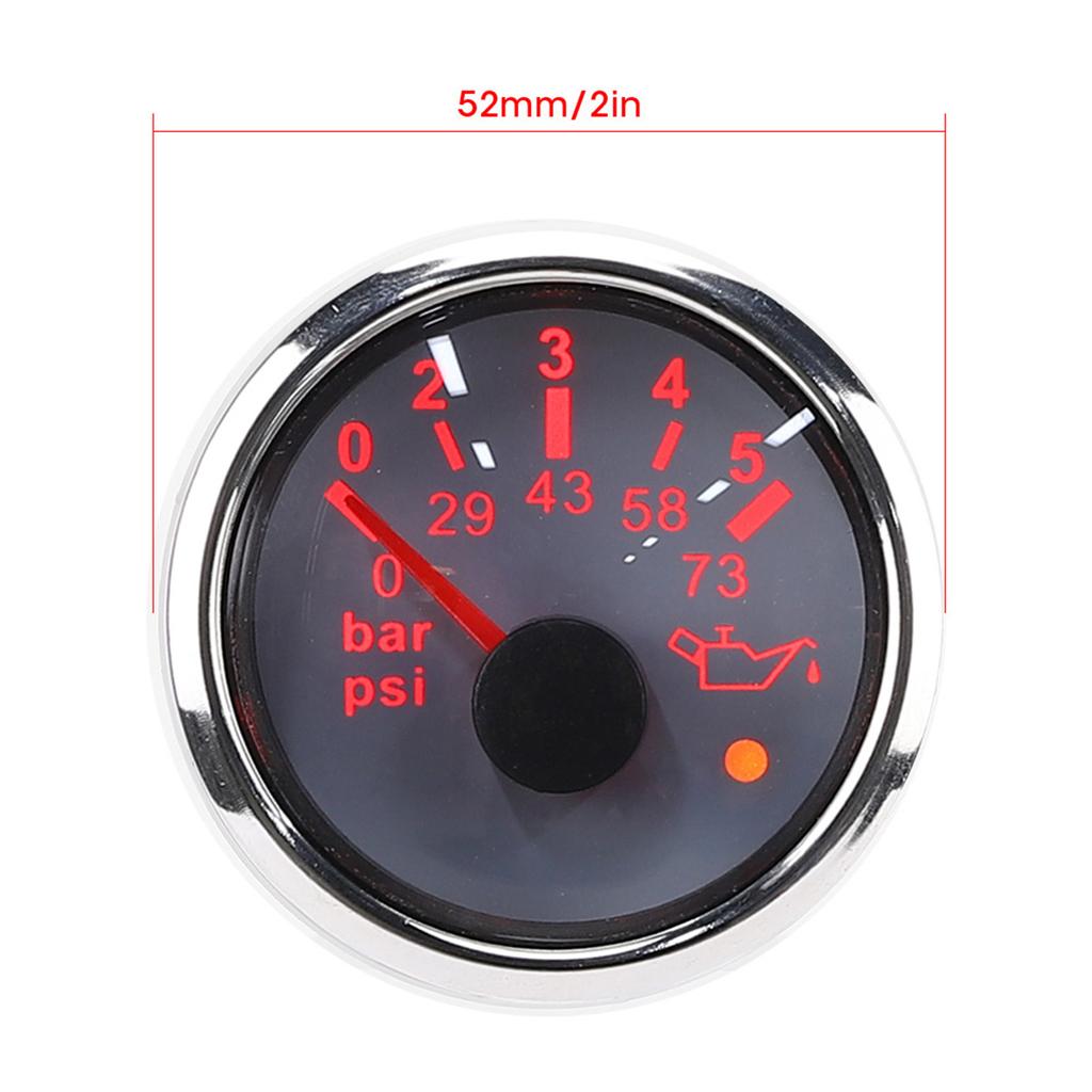 52MMCelsius2in IP67 Oil Pressure Gauge 0‑5BAR 0‑73PSI Meter with Smart Alarm for CarsCelsiusYachtsCelsiusBoats