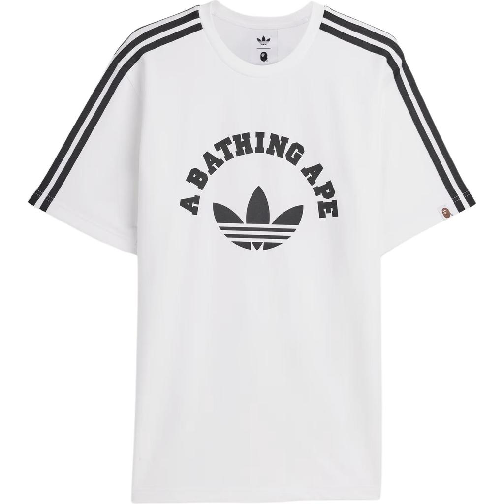 BAPE x adidas T-skjorte Hvit/Svart Unisex Streetwear JN7120