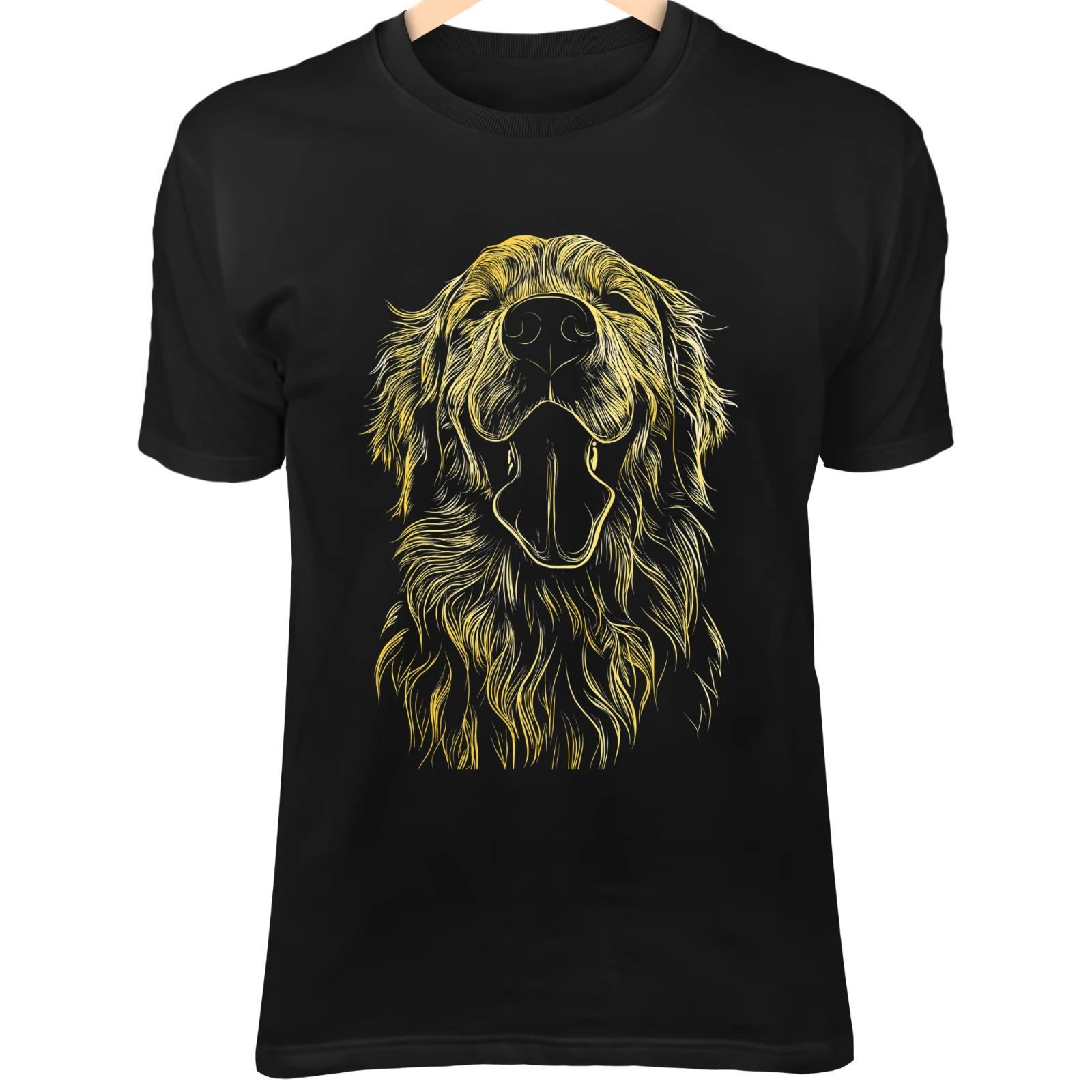 Golden Retriever Line Art - Cute Minimalist Dog Doodle with Happy Face S