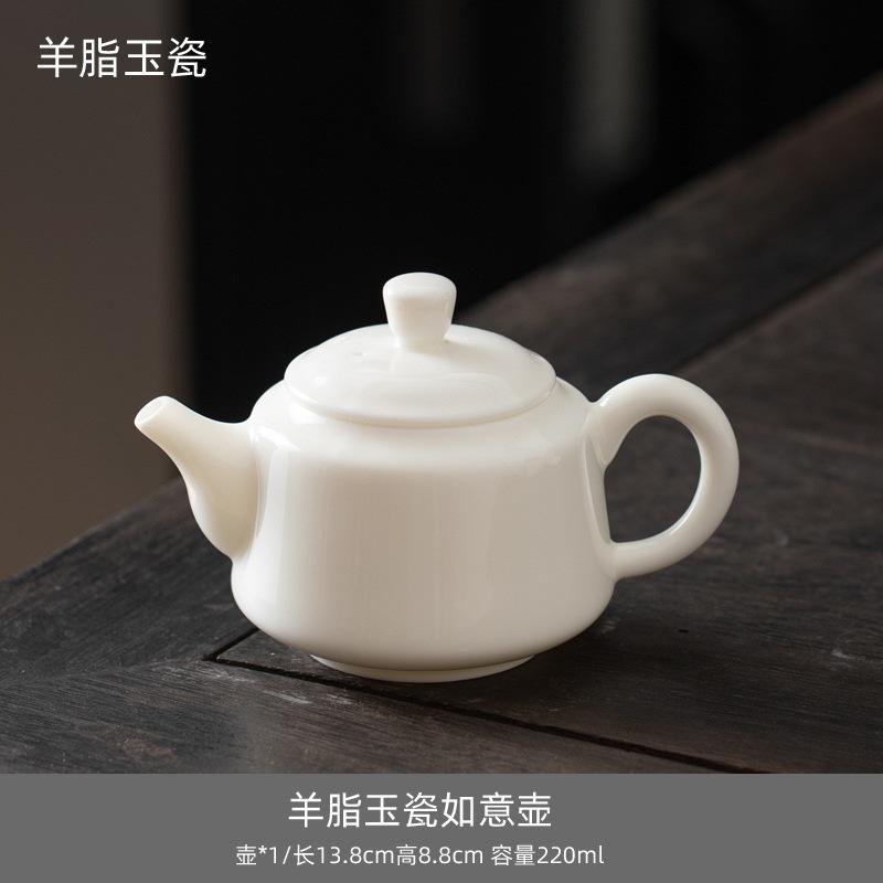 Suet jade white porcelain teapot Household tea brewing teapot Chinese ceramic Xishi pot Kung fu tea set Single pot