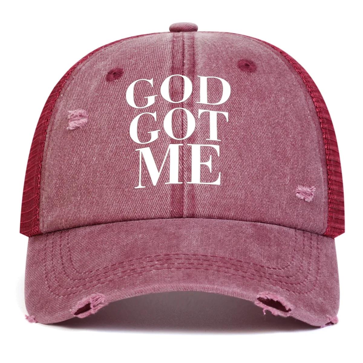 

Унисекс God Got Me Печатный принт Буквы Сетчатые Бейсболки Hip Hop Кепка Весна Лето Наружные Регулируемые Повседневные Кепки Шляпа от солнца