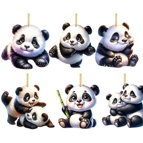 2025 Christmas Panda Advent Calendar Cartoon 2D Acrylic Panda Pendant Countdown Calendar Multifunctional Home Decorations