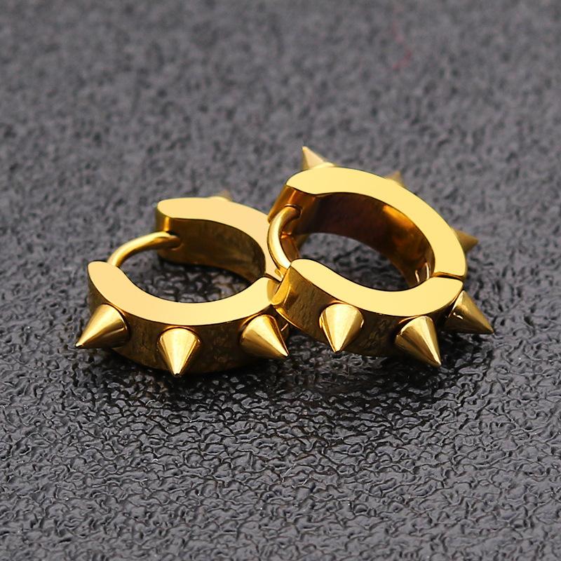 1Pair Personality Rivet Titanium Steel Punk Stud Earring Gothic Hoop Earrings Fashion Unisex Sharp Needle Ear Buckle