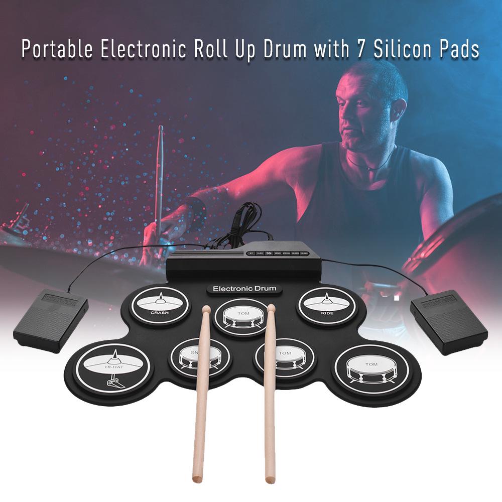 Portable Foldable USB Electronic Drum Set - Silicone Jazz Practice Kit
