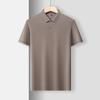 Top Men'S Solid Color Mulberry Silk T-Shirt Casual Short Sleeve Thin Polo Knitted Sweater
