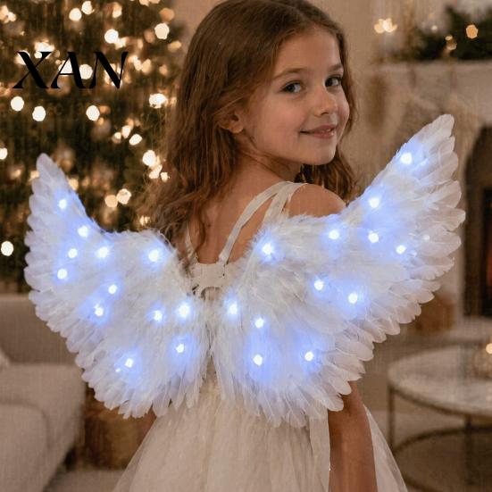 Angel Wings for Costumes LED Light Up Feather Costume Kids, Christmas Accessories Glowing Fairy Wings, Halloween Cosplay Party Performance Props