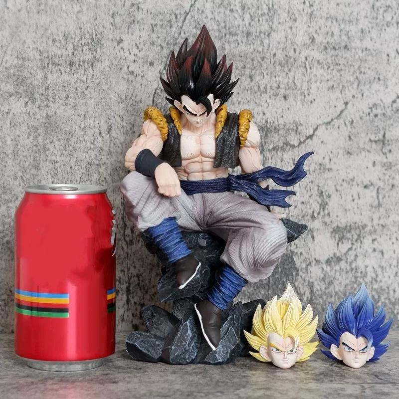 Dragon Ball Super Saiyan Wujita Beijit Three Headed Carving Mighty Sitting Position Handmade Model Car Ornament