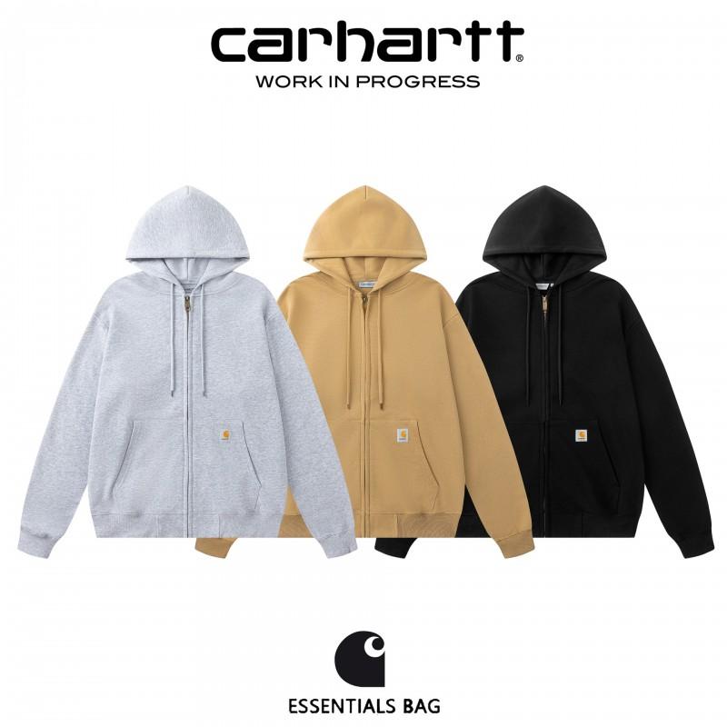 Carhartt Style Hooded Zip-Up Sweatshirt Mens Loose Fit Cotton Fleece Pullover Daily Casual Wear