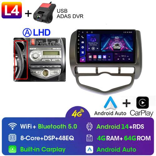 Android 14 Radio For Honda JAZZ City 2002 2003 2004 2005-2007 Car Stereo Multimedia Player Carplay Auto GPS Navigation 2DIN DSP