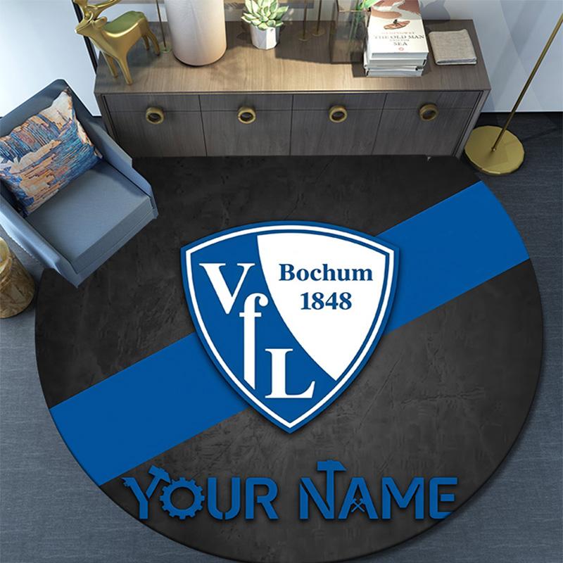 Custom Name VfL Bochum Round Area Rug,Carpet Rug for Living Room Bedroom Sofa Playroom Decor,Non-slip Floor Mat