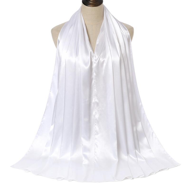 Women's Solid Color Pearlescent Satin Imitation Silk Long Scarf New Monochrome Satin Scarf Women's YW Versatile