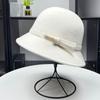 Hepburn small fragrant wind wool styling basin hat women's autumn and winter simple and elegant bow bucket hat small brim hat