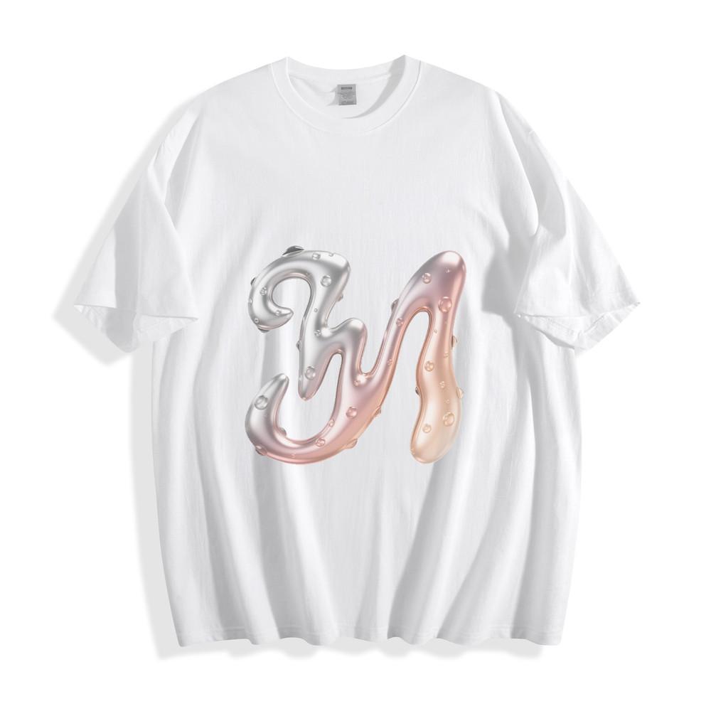 3D Metallic Gradient ''M'' Graphic T-Shirt