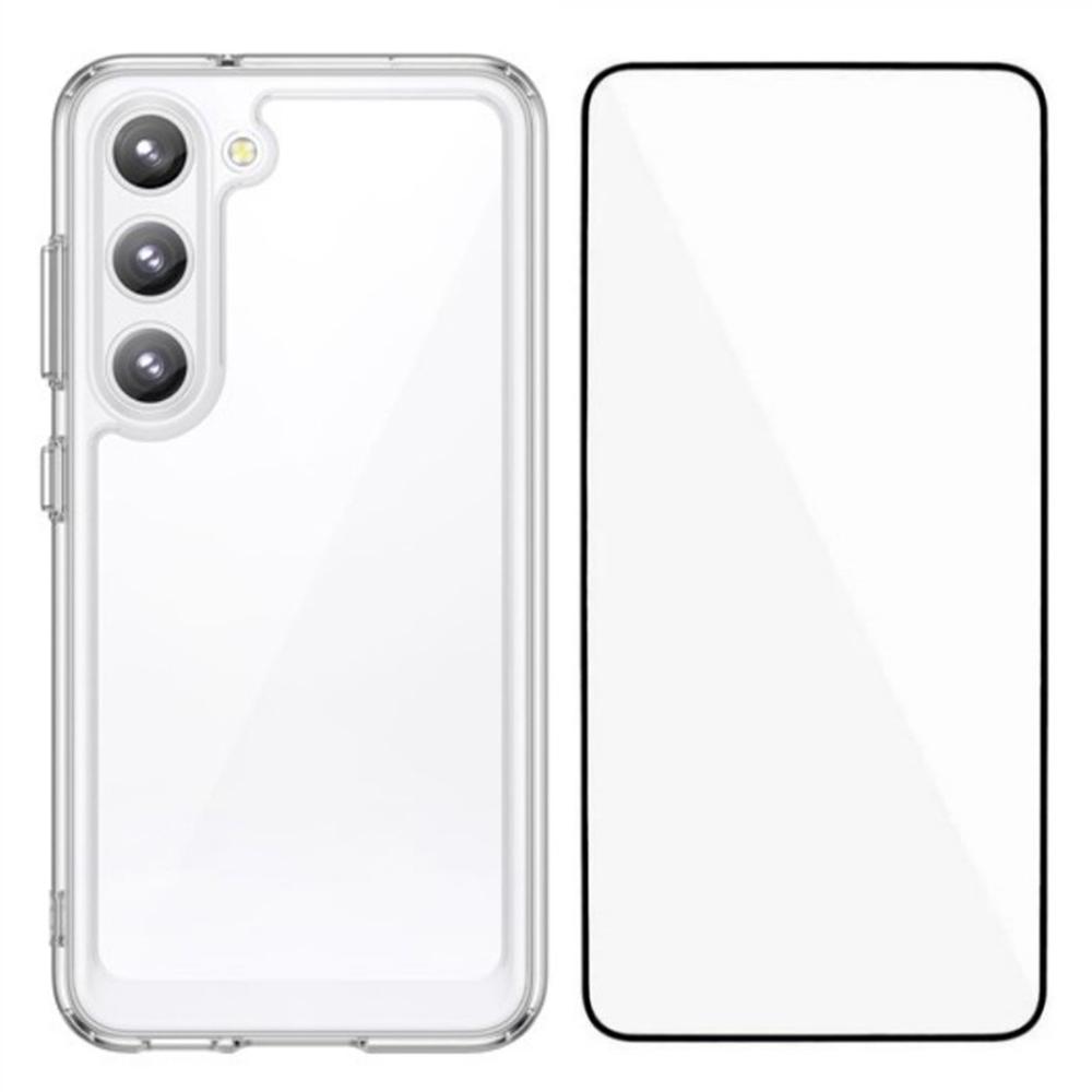 

WANLONFENG Серія MF для Samsung Galaxy S23+ Чохол TPU+Акрил Прозора Накладка для Телефону із Захисною Плівкою із Загартованого Скла A