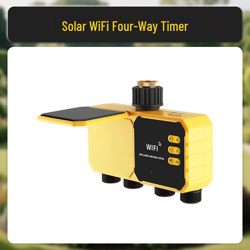 Solarbetriebener intelligenter WiFi-Tropfbewässerungs-Timer: 4-Wege Automatisches Blumenbewässerungssystem