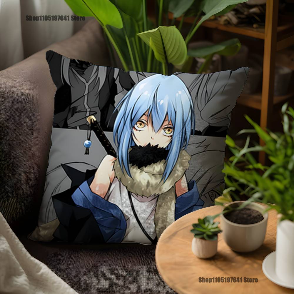 T-Tensei Slime R-Rimuru Anime Pillow Case For Sofa Decor Car Office Room Printing Cushion Cover Decorations and Protector