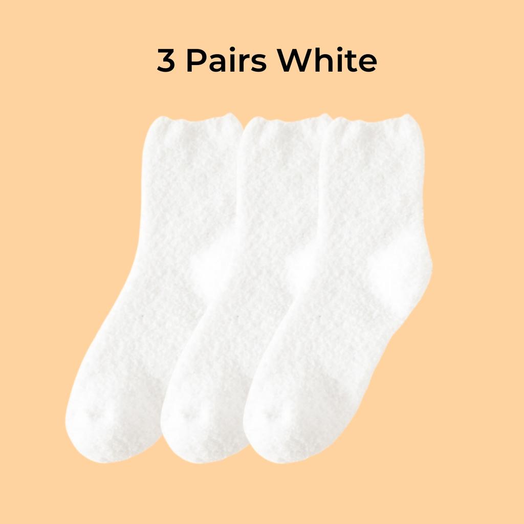 3/5/10 Pairs Women's Crew Socks, White Warm Fluffy Thick Fuzzy Fluffy Simple Moisture Wicking