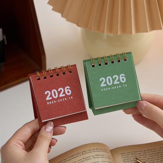 2026 Mini Stolní kalendář leden 2026-prosinec 2026 12měsíční plánovač Malý stojací překlápěcí kalendář s dvojitou drátovou vazbou pro domácí kancelář