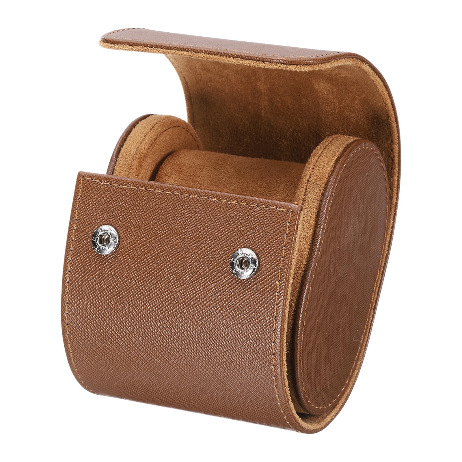

uxcell Portable Leather Watch Case for Men and Women, Single Slot Watch Roll Travel Case, Travel Storage Organizer, with Removable Pillow, Crossgrain