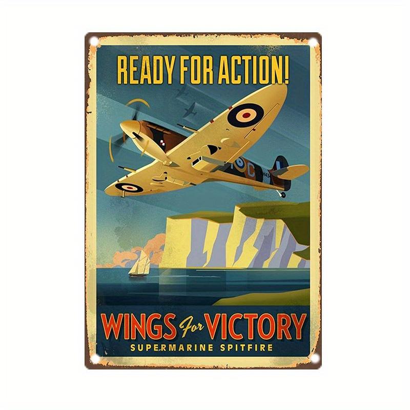 Vintage Supermarine Spitfire Metal Sign Classic Wall Art Bright Colors Perfect for Home Bar Office Decoration Du