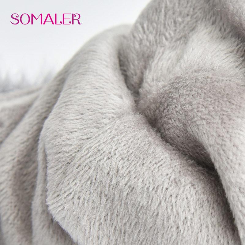 SOMALER Winter Real Fox Fur Hats for Women Fur Pompom Ear Protect Caps Warm Lined Knitted Fur Beanies Fashion Russian Hat