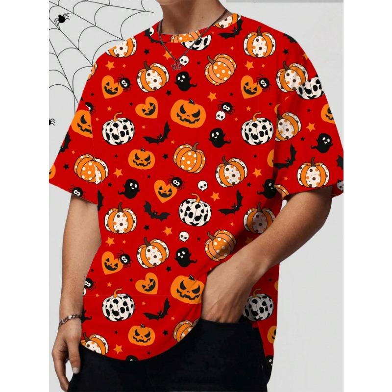 

Manfinity Hypemode Fashionable Casual Halloween Element Print Loose Drop Shoulder All Over Print Men T-Shirt, Autumn XL