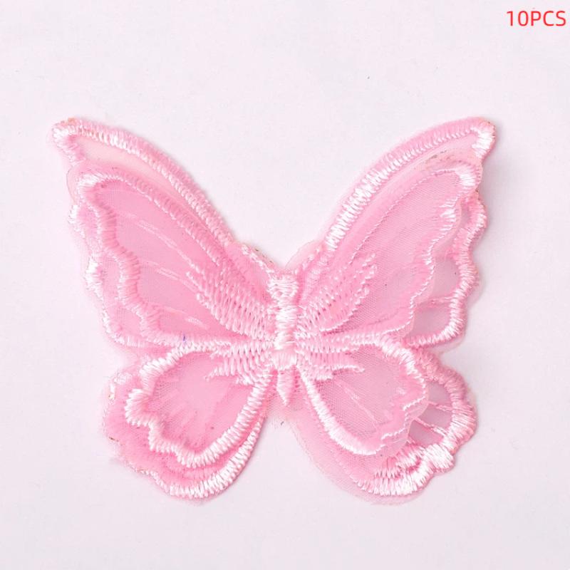 10 Stück Stickerei Spitze Schmetterling Aufnähen Aufbügeln Aufnäher Abzeichen Hochzeit Brautkleid Bestickte Applikation Basteln DIY Nähzubehör