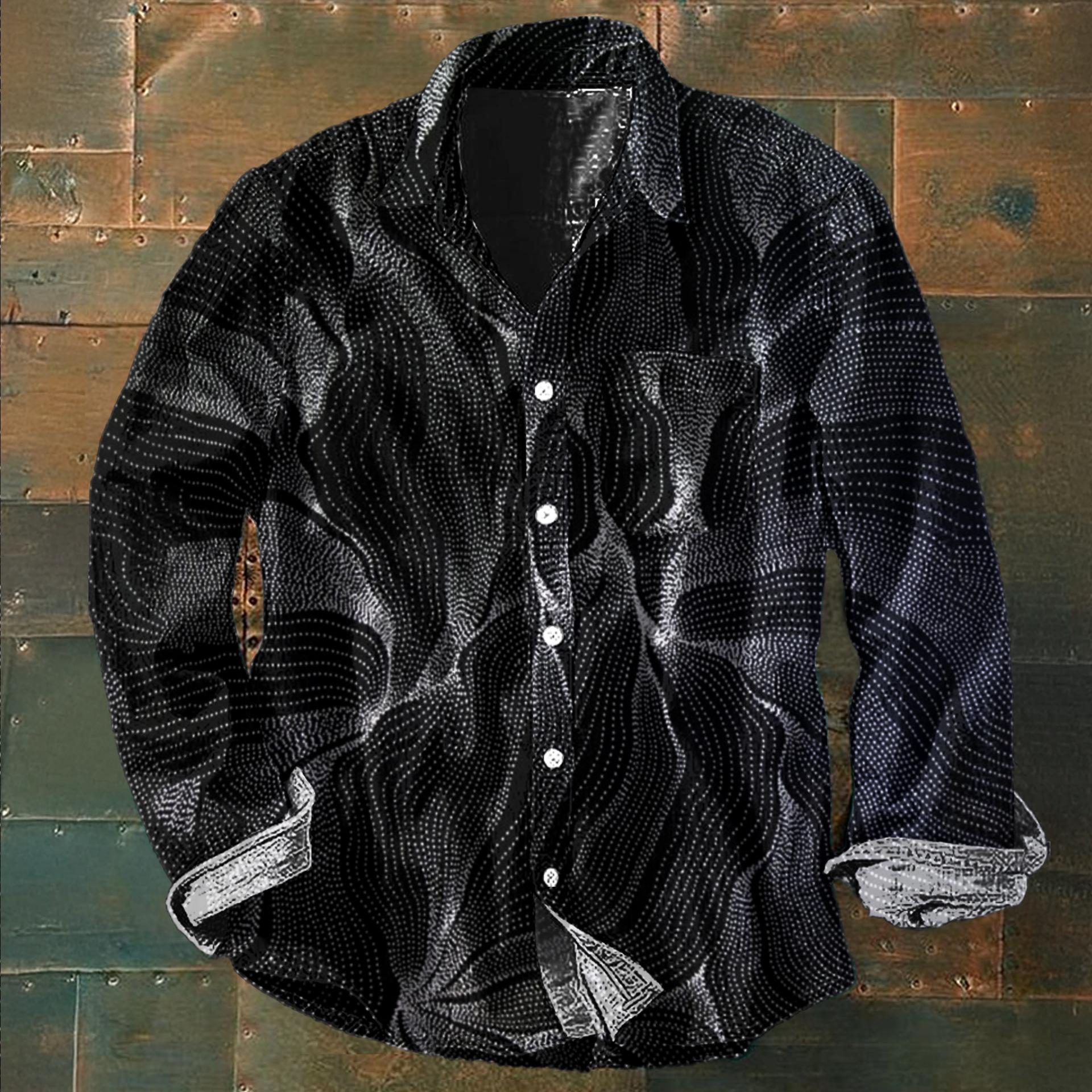 

Men s long-sleeved button-up shirt with a retro holiday-inspired colour-block print 5XL