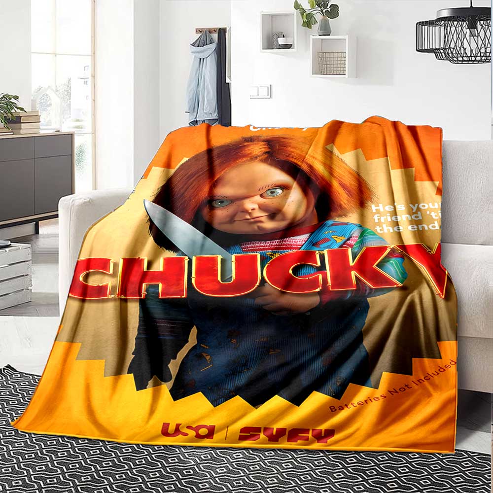 Horror Doll Scissors Blanket Soft Warm Cozy Throw For Picnics Sofa Couch Office Bed Picnics Playful Design Best Holiday Gift for Friends Y9