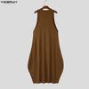 INCERUN Herren Damen Sommer Ärmellos Lässig Locker Lang Kleid Roben