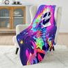 Multisize Neon Skull Art Blanket Warm Soft Fluffy Kids Adult Luxury Gifts for Sofa Bed Home Outdoor Travel Camping Blanket