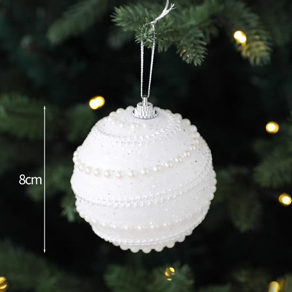 

8CM Pearl Christmas Decoration Ball Christmas Tree Hanging Decoration Foam Pendant Home Party Festival Indoor Decorative Balls 1PC білий