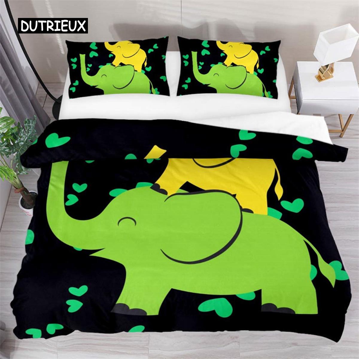 

Дитячий мультфільм слон підодіяльник прекрасний комплект постільної білизни з тваринною тематикою повний комплект для дівчаток і хлопчиків Каваї декор кімнати з мікрофібри підодіяльник AU Single(140x210cm)