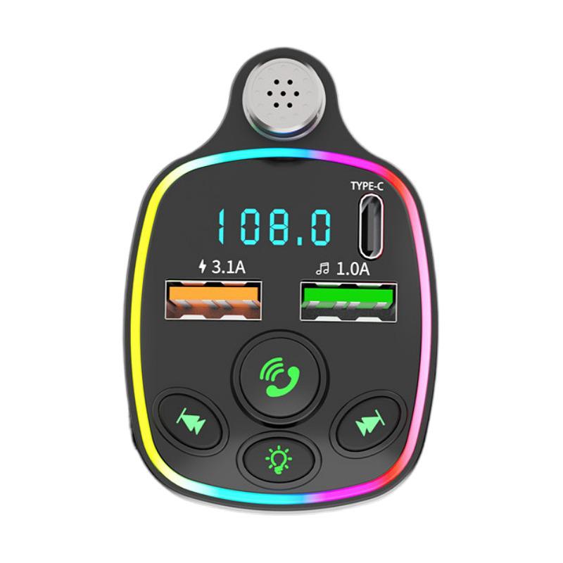 Q11 Bluetooth MP3 Car Charger with Atmosphere Light and Dual PD Fast Charge