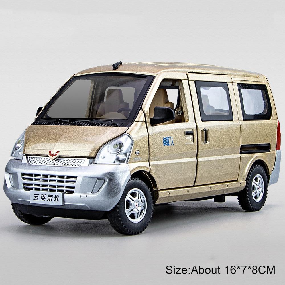 1:24 Scale Wuling Rongguang Car Model Toys Metal Diecast Van Pull Back Sound Light Barbecue Truck Models Boys Ornament Gifts