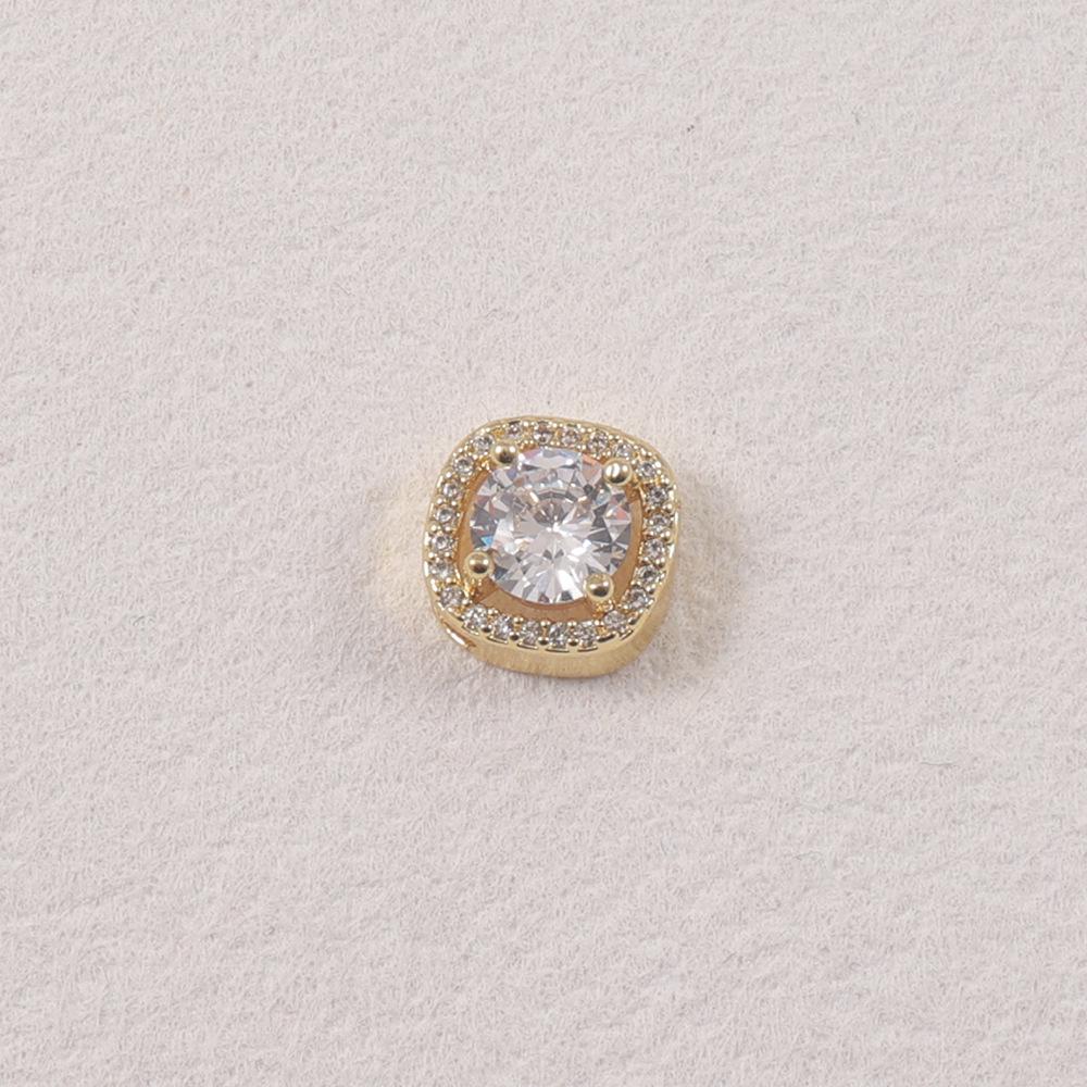 18K Gold-Plated Square Micro-Inlaid Zircon Spacer Beads, Versatile DIY Accessories