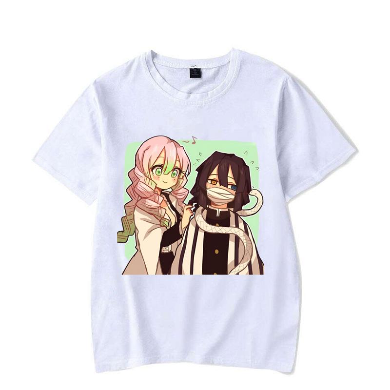 New Anime Kanroji Mitsuri Iguro Obanai Print T-shirts Women Men Summer Cool Short Sleeve Couple Y2K Casual T-shirts
