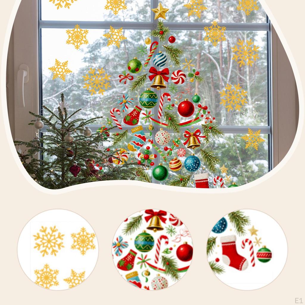 Christmas Tree Window Sticker,Self Adhesives DIY Decor Removable,Ornament Decal for Living