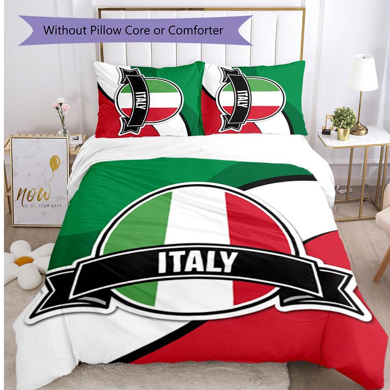 Set Lenzuola Stampate Calcio Italia 3 Pezzi Copriletto Traspirante Accogliente come Regalo per Inaugurazione Casa o Vacanze