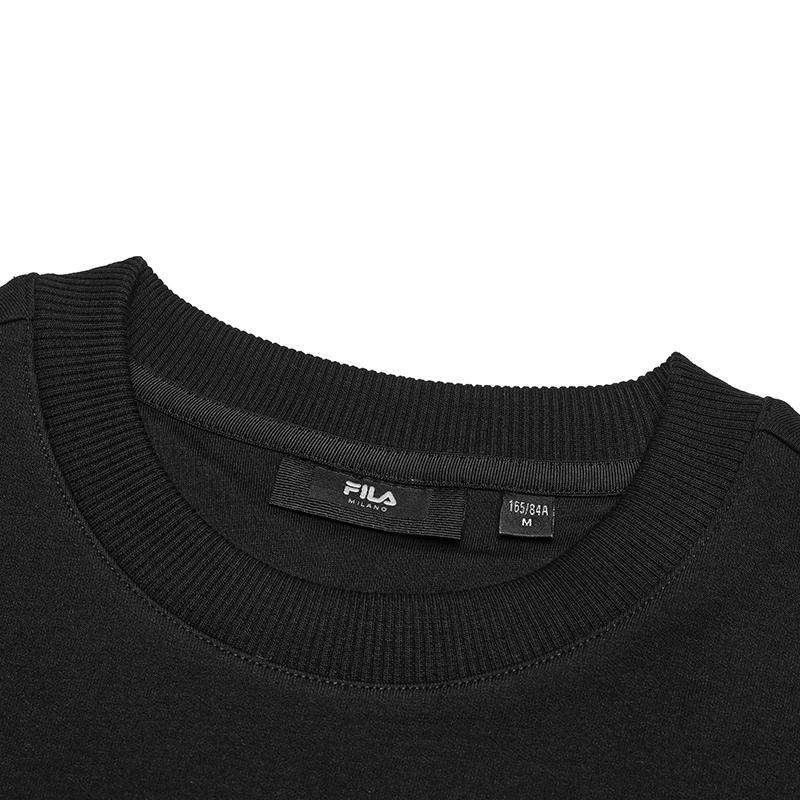 Fila Milano Series Casual Knit Pullover Sweatshirt Women Sweatshirts Black F11W515201FBK