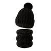 3Pcs/Set Winter Knitted Scarf Gloves Set Pom Pom Ball Fleece Lining Brimless Hat Touchscreen Gloves Neck Warmer Set