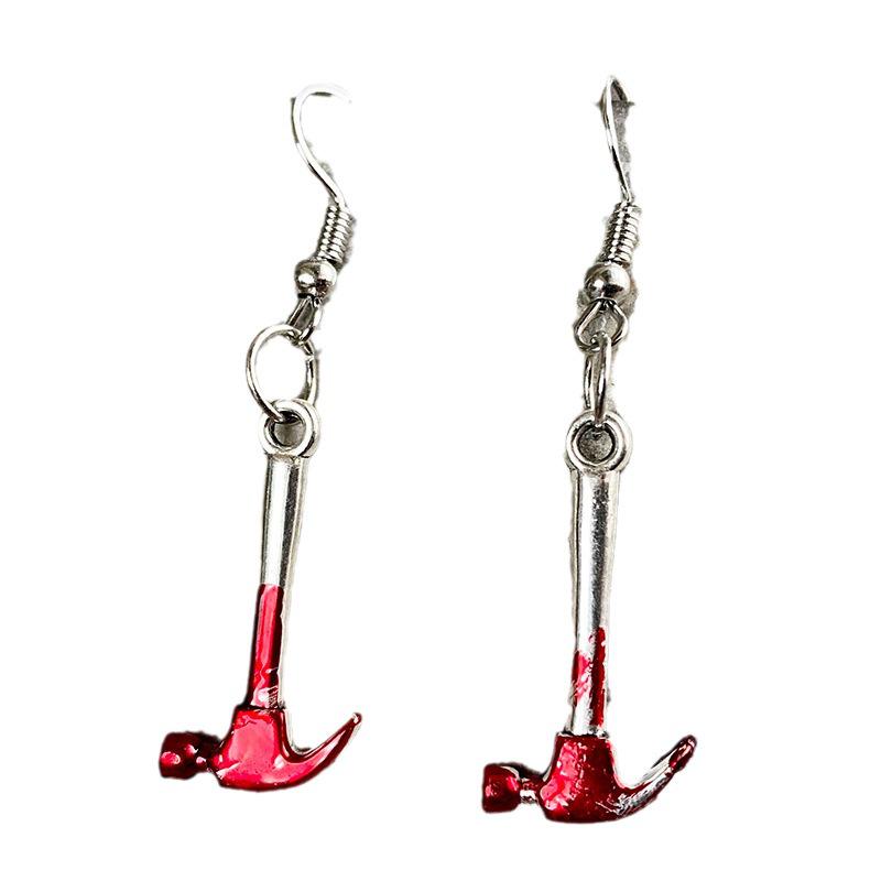 Halloween Bloodstain Scissors & Axe Dagger Earrings for Women - Exaggerated Party Accessories