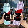 1PC Santa Hat Black Cat 750ml Color Plastic Sports Water Bottle Leakproof Flip Straw Lid Suitable for Sports Office Home Use