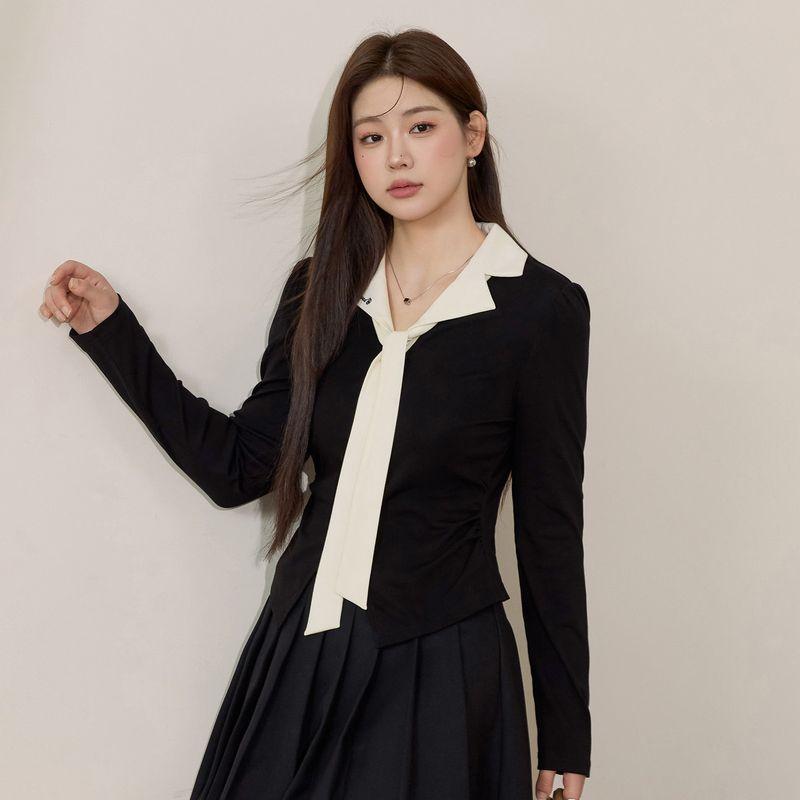 

Language Plus-Size Women s Clothing, Elegant French-Style V-Neck Black Top, New Spring Model, Slimming, Versatile, Age-Reducing Long-Sleeve T-Shirt Black Rice Spot L([Recommendation 55-62.5kg])