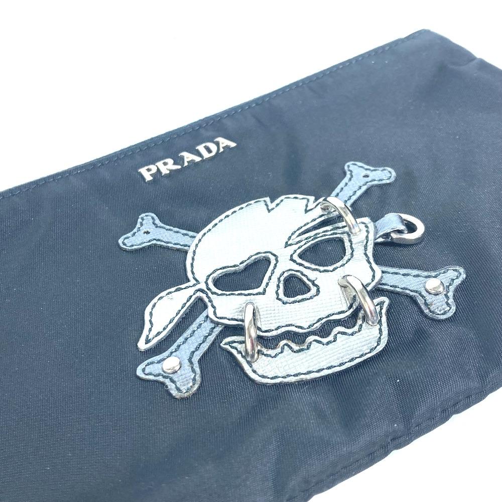 PRADA 2M1214 Makeup pouch Cosmetics Pouch Skull Clutch bag Pouch Nylon Black
