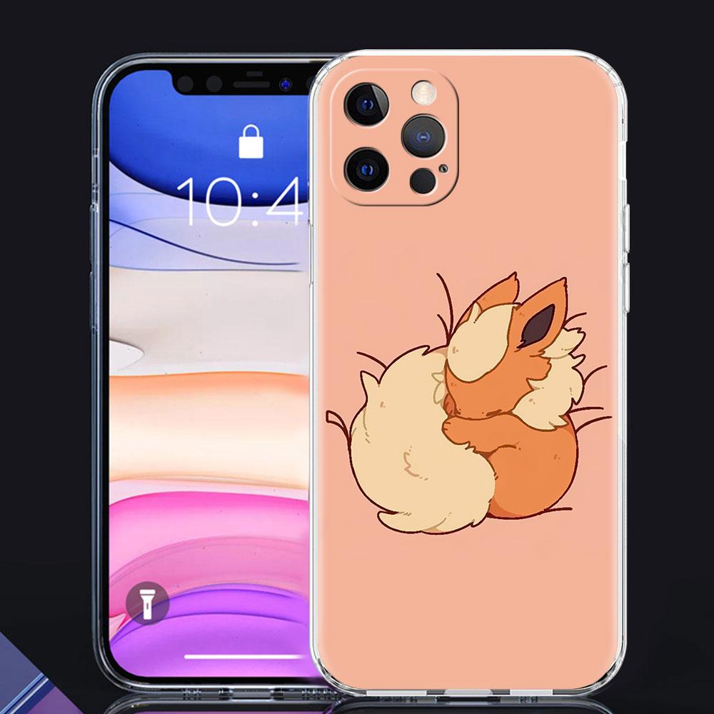 Clear Cover For Apple iPhone 13 11 14 Pro Max 12 Mini Soft Phone Case XR SE 2020 7 8 Plus X XS 6S Shell Pokemon Cute Eevee Lunda