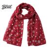 Holiday Gathering Accessory Glitter Sparkly Foil Snowflake Print Scarf for Women Christmas Soft Fabric Winter Gift Theme Shawl Wrap Fall Lightweight